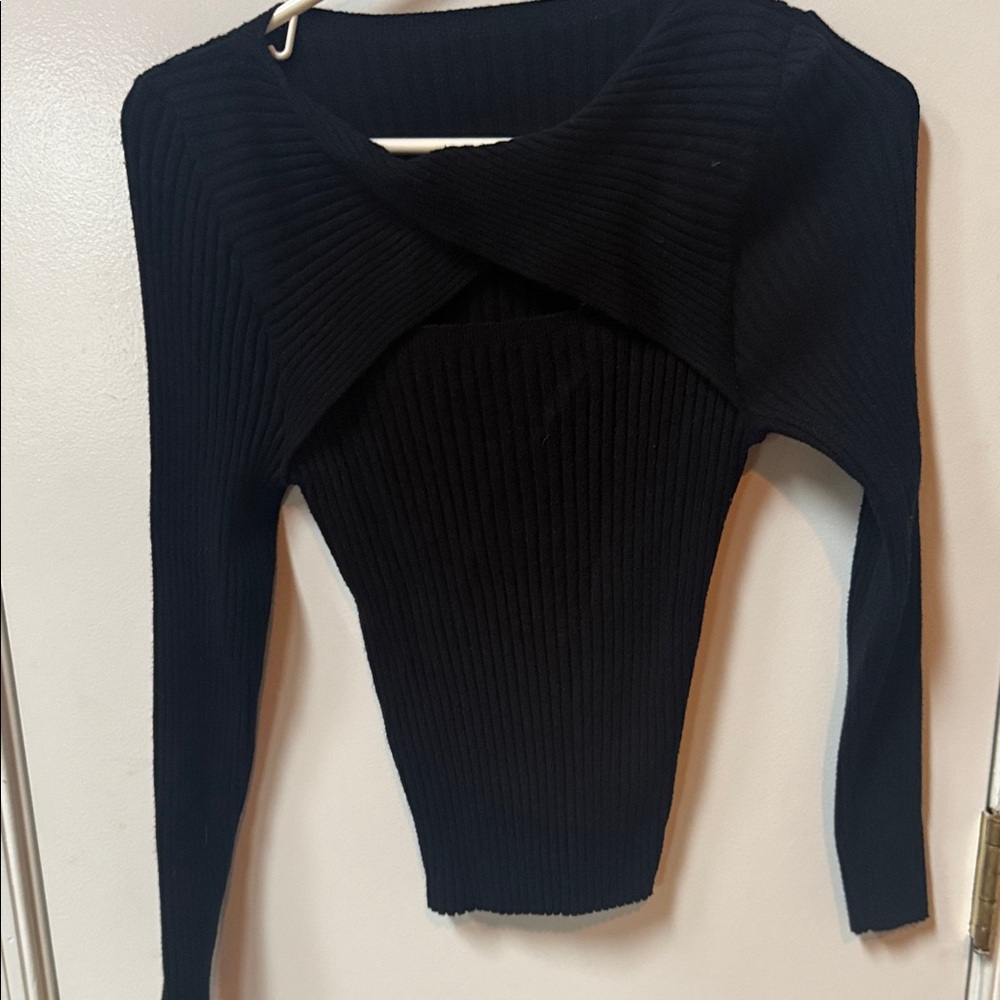 Black Ribbed Women's Sweater